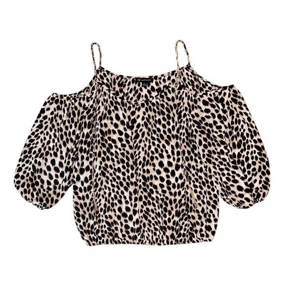 INC International Concepts Animal-Print Chain-Detail Cold-Shoulder Top XL - Picture 2 of 6